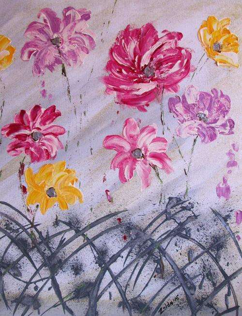 Original Art by ZeldaZ   -  " Abstract Floral "   -  " 600 mm x 600 mm"
