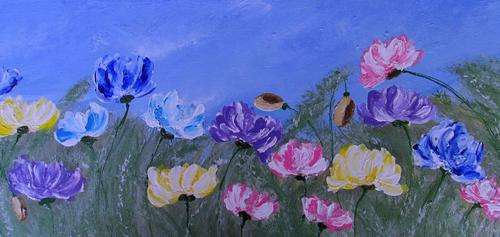 Original Art by ZeldaZ   -  " Flowers in the field "   -  " 310 mm  x 650 mm"
