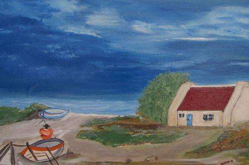 Original Art by ZeldaZ (2013-)   -  " Cottage by the sea "   -  " 380 mm  x 580 mm"