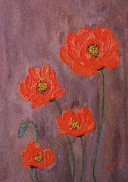 Original Art by ZeldaZ   -  " Oranje poppies "   -  "290 mm  x 410 mm"