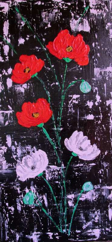 Original Art by ZeldaZ (2013-)  " Abstract Himelayan poppies "  "370 mm  x 740 mm"