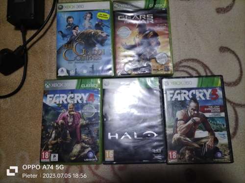 Xbox 360 console with games