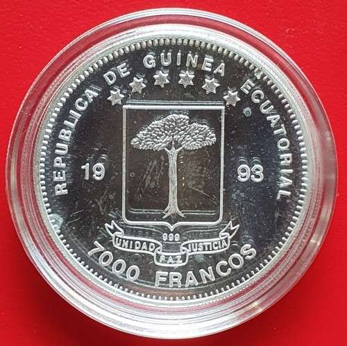1993 Equatorial Guinea Silver coin (Diplodocus)