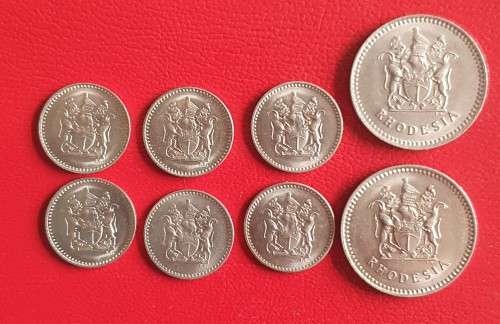 Collection of Rhodesia 1970's coins (6 x 2½c and 2 x 10c)