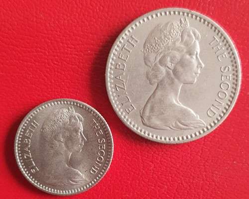 1964 Rhodesia 10c (UNC) and 25c coins