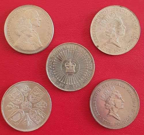 Collection of Various British 5 Pound crown Uncirculated and Commemorative coins