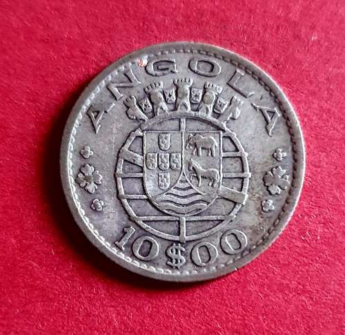 1955 Angola 10 Esc - 72% Silver