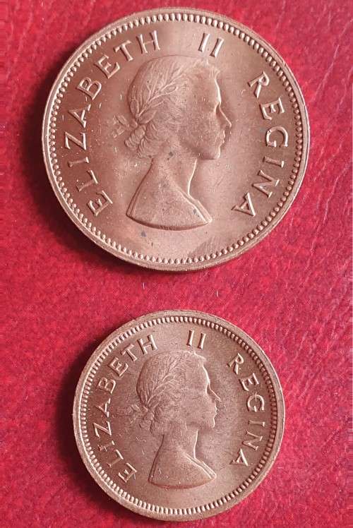 1959 SAU ¼ penny and 1960 ½ penny