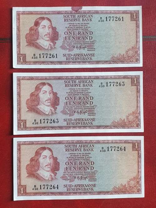 TW de Jongh UNC R1 notes in sequence 1 note having with print error