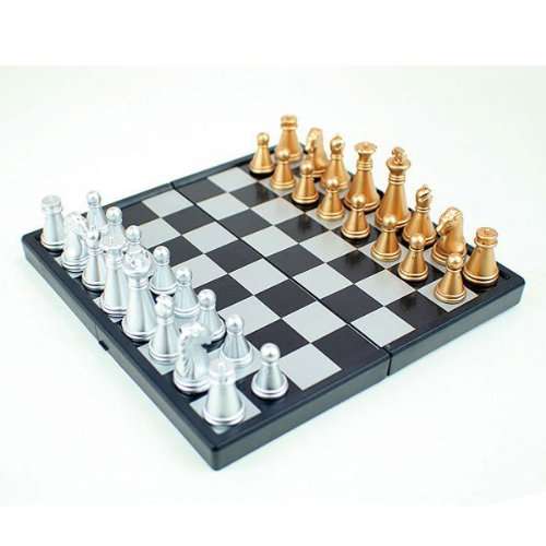 International Chess Folding Magnetic Board Gold And Silver Color