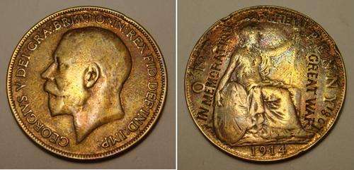 WoW "Graffiti" King George V 1914 Penny