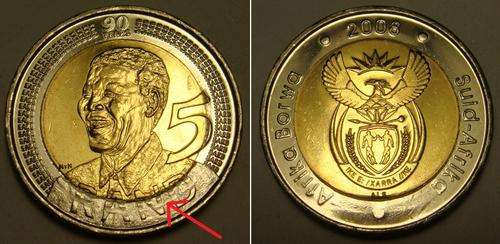 ERROR COIN - 2008 MANDELA BIRTHDAY R5 COIN UNC AND UNTOUCHED BY ANY BANKER MINT CONDITION