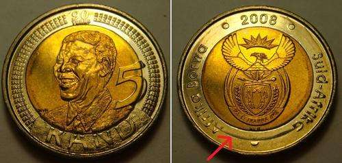 ERROR COIN - 2008 MANDELA BIRTHDAY R5 COIN NATURAL TONING AND UNTOUCHED