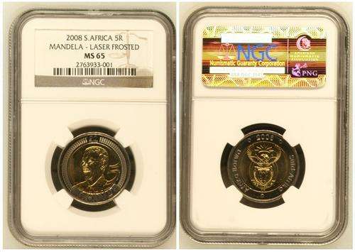 Laser Frosted MS65 : Mandela 2008 Birthday R5