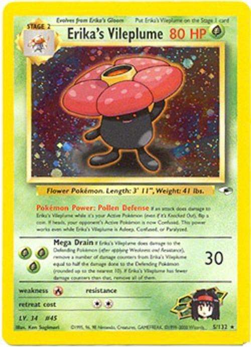 Pokemon Gym Heroes Holo Card - Erika's Vileplume 5/132