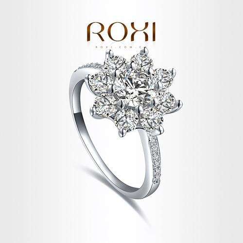 ROXI Crystal flower ring platinum plated with AAA zircon,fashion Affordable prices, noble Jewelry