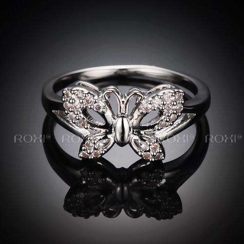 ROXI Beautiful butterfly Rings platinum plated with CZ diamonds,fashion Environmental Micro-Inserted