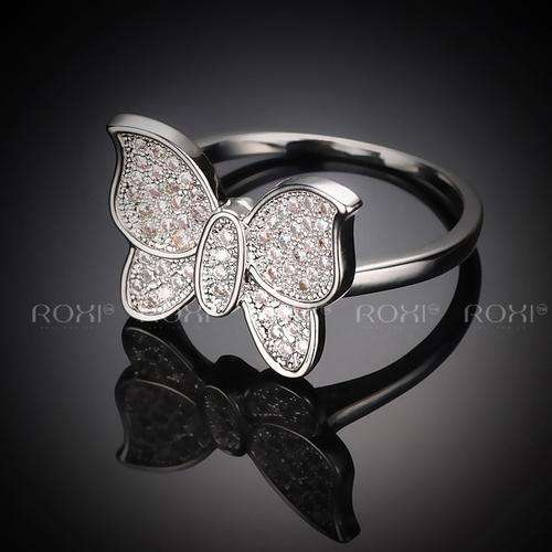 ROXI Exquisite butterfly Rings platinum plated with AAA zircon,fashion Environmental Micro-Inserted