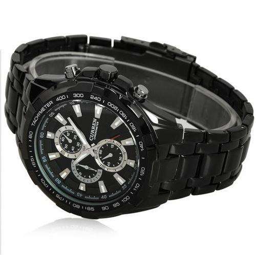 CURREN Fashionable Quartz Round Wrist Watch Timepiece with Alloy Band for Men Male - Black
