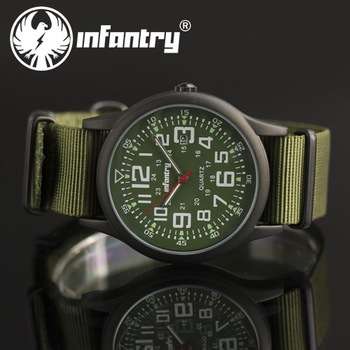 NEW ARRIVAL ! INFANTRY MEN'S Military Fashion Green Dial Quartz Date Wrist Watch Nylon Band