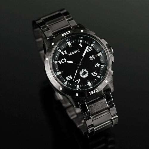 INFANTRY NEW MEN'S Black Stainless Steel US Army Officer Date Quartz Wrist Watch Outdoor Sport Watch