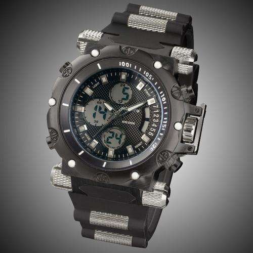 INFANTRY Men's Aviator Luxury Sport Digital Quartz LUME Wrist Watch Black Rubber Multi Functional Wa