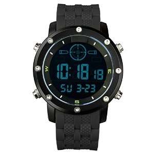 INFANTRY Mens LCD Light Digital Wrist Watch Date Day Alarm Chronograph Sport Military Black Rubber S