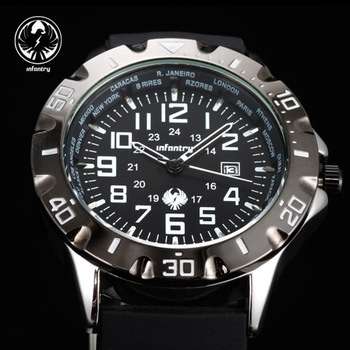 New INFANTRY Royal Army Black Men Sport Date Quartz Wrist Watch Outdoor Rubber