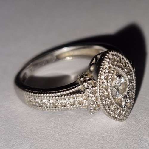 9ct White Gold Marquise Shape Style Diamond Ring