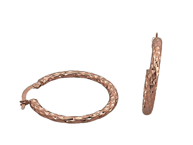 9ct Rose Gold Diamond Cut Hoop Earing