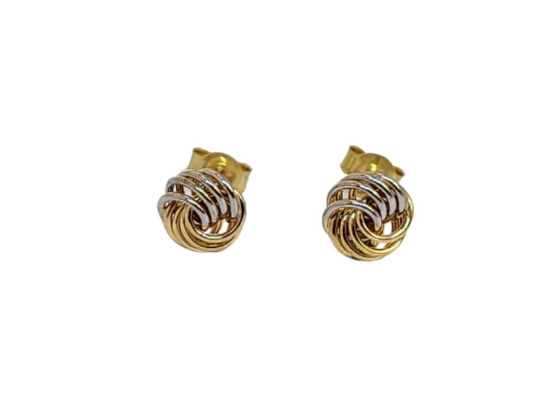 9ct TWO TONE GOLD SMALL KNOT STUD EARRING