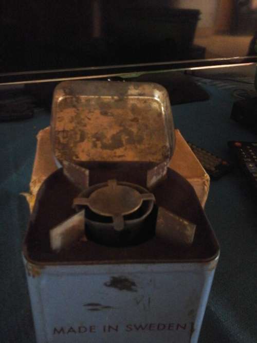 small camping primus stove in original box with instructions box size ( l ) 14 cm ( w ) 10 cm.
