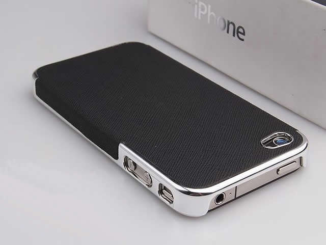 Chromed Hard Case with Leather Surface (Compatible with iPhone 4/4s)