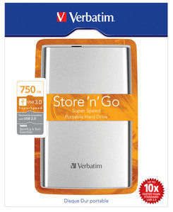 BRAND NEW 750gb USB 3 VERBATIM 2.5" HDD