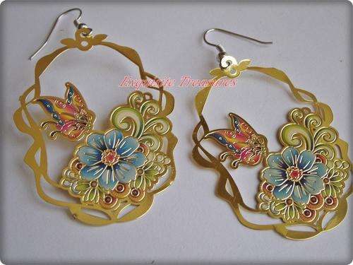 Intricate and Pretty copper butterfly earrings