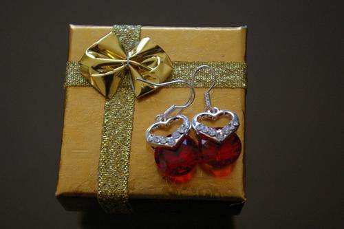 ~Diamante encrusted Ruby red jewel earings~