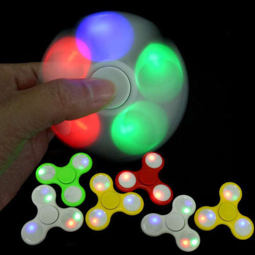 FIDGET SPINNER ASSORTED SOLID COLOURS WITH LED LIGHTS