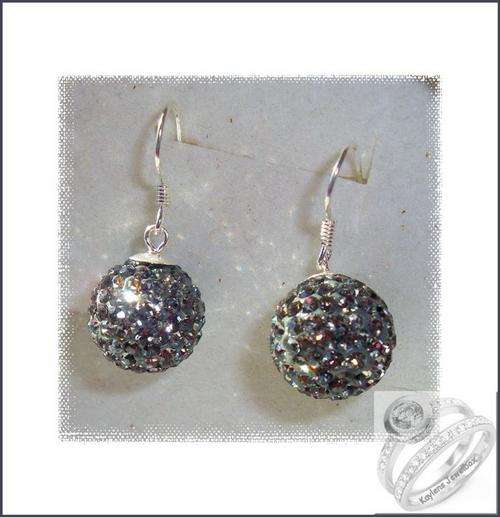 ***R699***HIGHLY FASHIONABLE SILVER GLITTER BALLS, HOOP EARRINGS!!