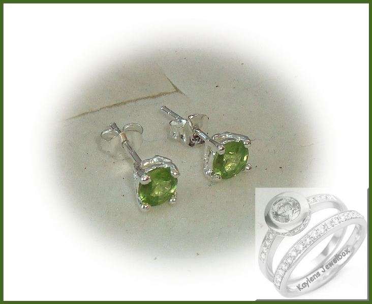 ***R802***August Birthstone: Peridot 925 STERLING SILVER STUD EARRINGS!!