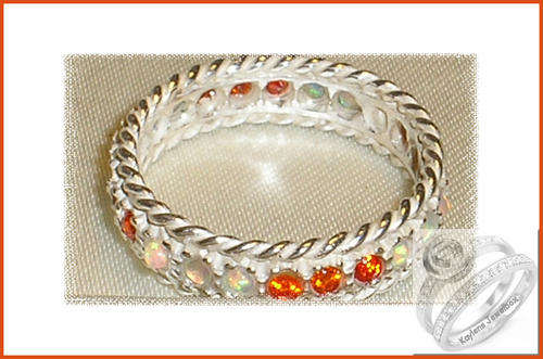 ***A MUST HAVE!!***ENGLISH SILVER STUNNING FIRE & FIERY OPAL FULL ETERNITY RING- O