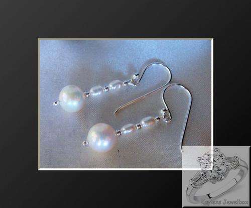 A PERFECT GIFT, WITH MOTHERS DAY AROUND THE CORNER: GORGIOUS DROP DOWN REAL PEARL EARRINGS/925