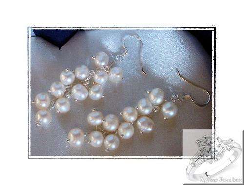 LAST ITEM***SCHICK AND EXTRAUDANARY***DROP REAL PEARLS, 925-STIRLING SILVER EARRINGS! A MUST HAVE!!!