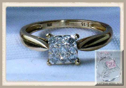 ***R12075***ELEGANT, CLASSICAL, EXQUISITE:9CT YELLOW GOLD .15 CARAT DIAMOND LADIES RING SIZE K
