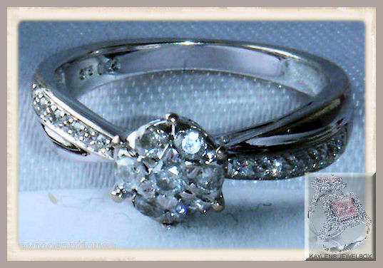 ***24999***SCHICK: 9CT WHITE GOLD DIAMOND CLUSTER RING SIZE I