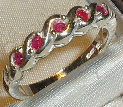 ***R1200*** ENGLISH SOLID SILVER RUBY ETERNITY RING - O