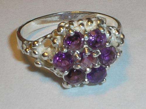 ~~BEAUTIFUL SILVER AMETHYST CLUSTER RING -N~~