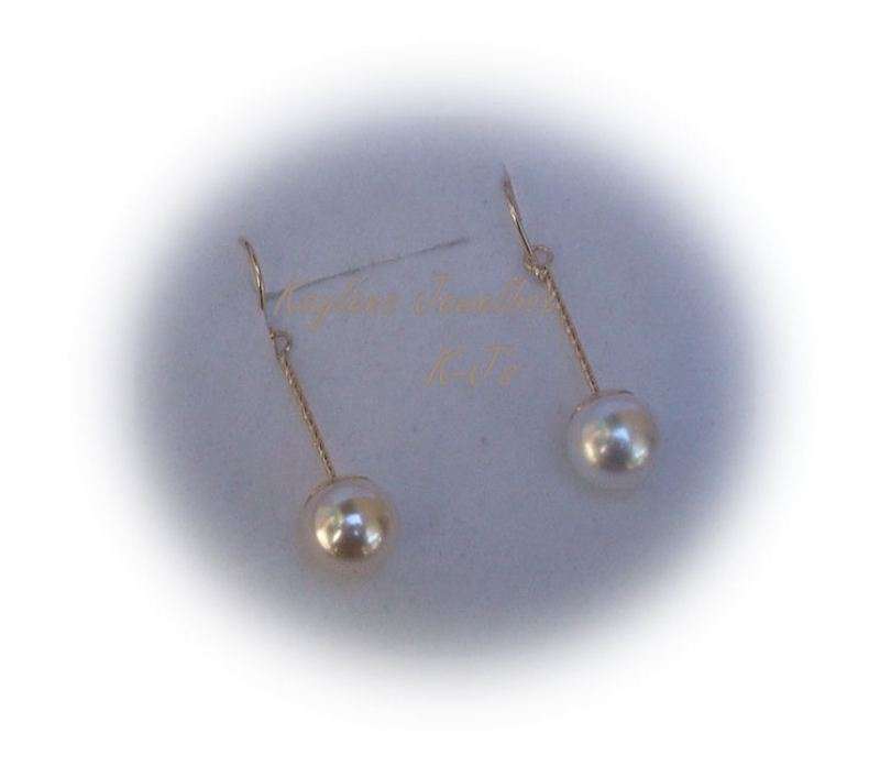 ****R3900***Stunning 9ct gold pearl dropper earrings!!