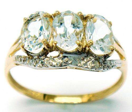 ***R8425***HOT ITEM***SPLENDID 9KT SOLID YELLOW GOLD AQUAMARINE DIAMOND RING