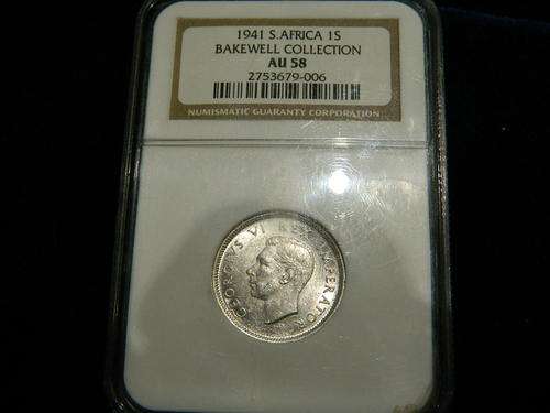 * UNION SHILLING 1941 BAKEWELL COLLECTION AU58 NGC !!!*