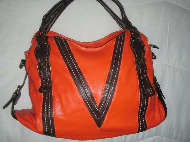 orange leather bag
